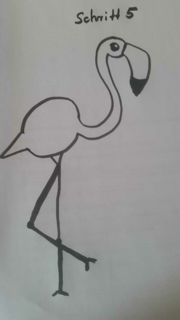 flamingo zeichnen letzter schritt